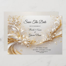 白い金ゴールドフローラ日付の保存 セーブザデート