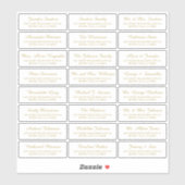 白い金ゴールド個々のゲストアドレスラエレガントベル シール (シート)