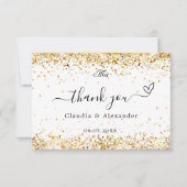 白い金ゴールド写真エレガントな結婚式 サンキューカード (正面)