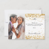 白い金ゴールド写真エレガントな結婚式 サンキューカード (裏面)