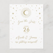 白い金ゴールド天体日が差すこと写真の日付を保存 案内ポストカード (正面)