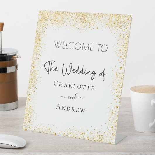 白い金ゴールド結婚は歓迎する 台座サイン (インサイチュ)