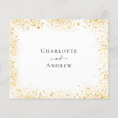 白い金ゴールド輝く予算の結婚式RSVP (裏面)