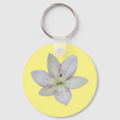 白い金色のユリの花 キーホルダー (正面)
