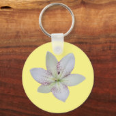 白い金色のユリの花 キーホルダー (正面)