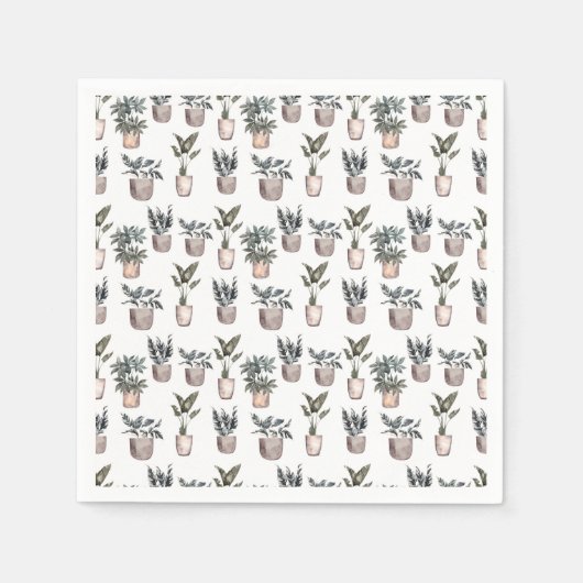 白い鉢植え スタンダードカクテルナプキン (正面)