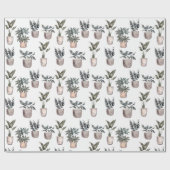 白い鉢植え ラッピングペーパー (フラット)