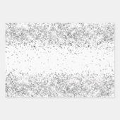 白い銀のグリッター輝くクリスマスクリスマス ラッピングペーパーシート (正面)