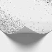 白い銀のグリッター輝くクリスマスクリスマス ラッピングペーパー (角)