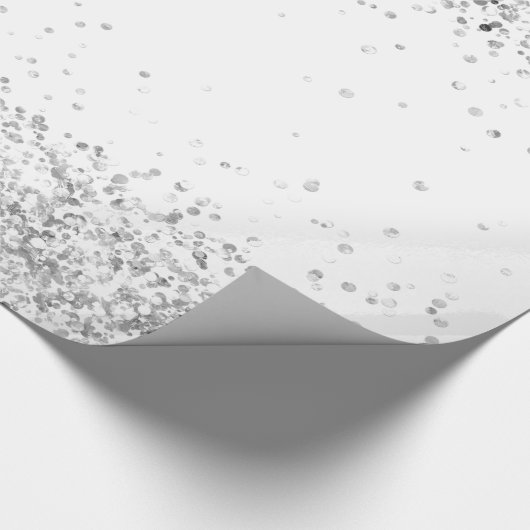 白い銀のグリッター輝くクリスマスクリスマス ラッピングペーパー (角)