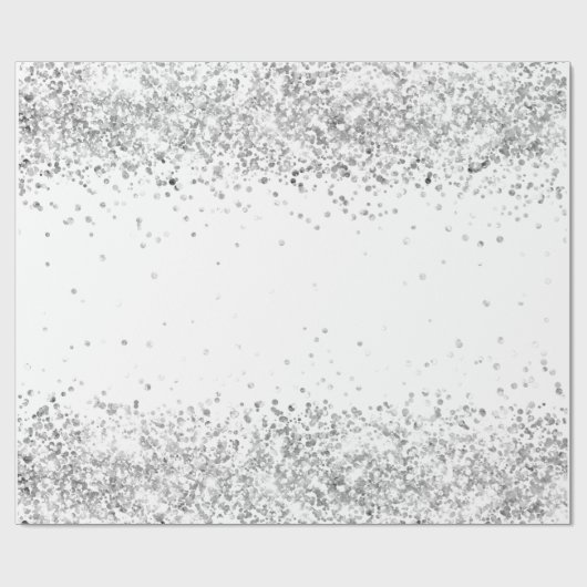 白い銀のグリッター輝くクリスマスクリスマス ラッピングペーパー (フラット)