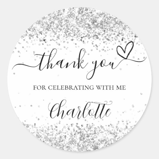白い銀の輝きがきらきらと光るサンクス ラウンドシール (正面)