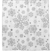 白い銀の雪片 シャワーカーテン (正面)