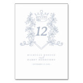 白い銀色のハート結婚クラウン テーブルナンバー (正面)