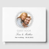 白い銀色の写真エレガントな結婚式 ゲストブック (正面)