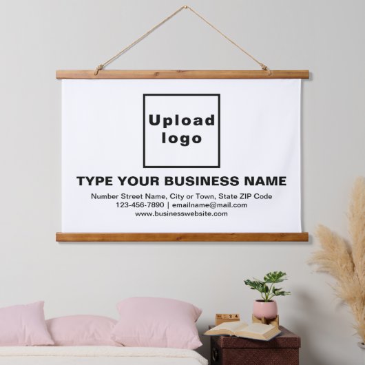 白い長方形のタペストリーにぶら下がったよるビジネスブランド 吊り下げ型タペストリー (寝室)