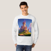 白い長袖ユニセックスTシャツ Tシャツ (正面フル)