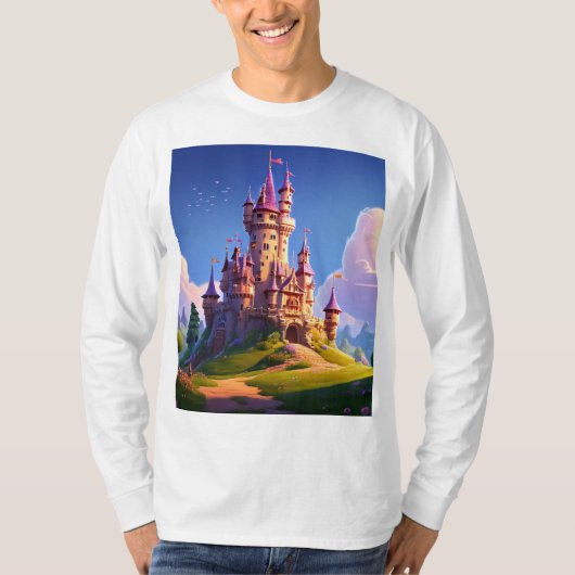 白い長袖ユニセックスTシャツ Tシャツ (正面)