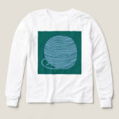 白い長袖「毛糸の玉」Tシャツ (デザイン正面)