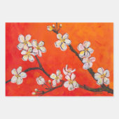 白い開花枝 ラッピングペーパーシート (正面)