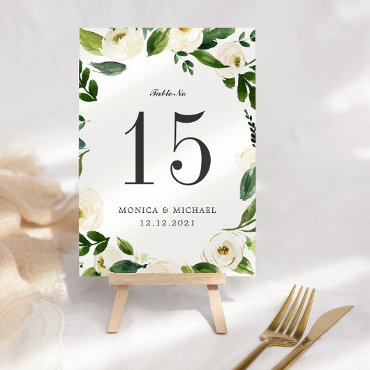 白い開花結婚のテーパーソナライズされたブル番号 テーブルナンバー