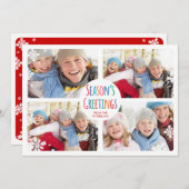 白い降雪メリークリスマスフォトコラージュカード シーズンカード (正面/裏面)