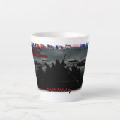 白い陶器のコーヒーカップに描かれたポール・ヴェルレーヌの詩 カフェラテマグ (正面)