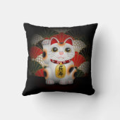白い陶磁器のManeki Neko クッション (裏面)