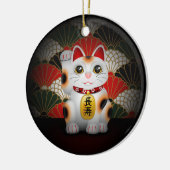 白い陶磁器のManeki Neko セラミックオーナメント (左)