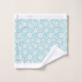 白い雄牛の目のデイジーの花のシームレスなパターン バスタオルセット (ウォッシュタオル)