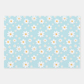 白い雄牛の目のデイジーの花のシームレスなパターン ラッピングペーパーシート (正面3)
