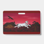 白い雌ライオンの幻想的な風景画 イーグル バッジ (裏面)