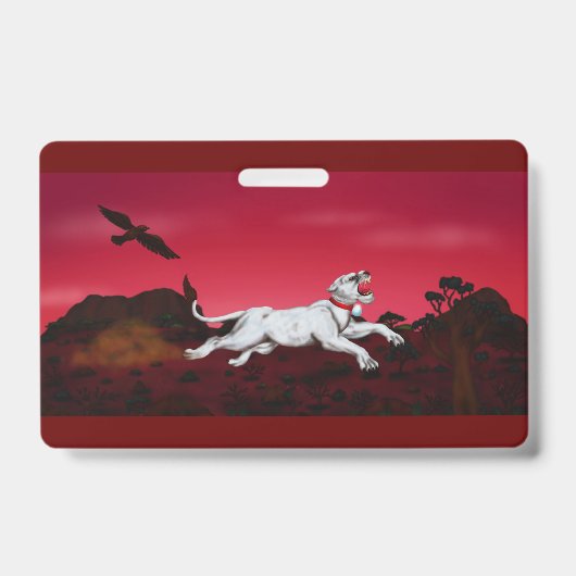 白い雌ライオンの幻想的な風景画 イーグル バッジ (正面)