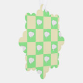 白い雛モチーフのイースターチェッカーボードパターン オーナメントカード (右)