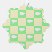 白い雛モチーフのイースターチェッカーボードパターン オーナメントカード (裏面)