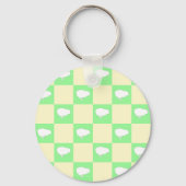 白い雛モチーフのイースターチェッカーボードパターン キーホルダー (裏面)
