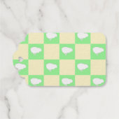 白い雛モチーフのイースターチェッカーボードパターン ギフトタグ (裏面 (横))