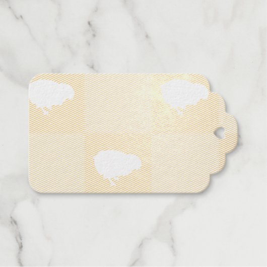 白い雛モチーフのイースターチェッカーボードパターン ギフトタグ (正面 (横))