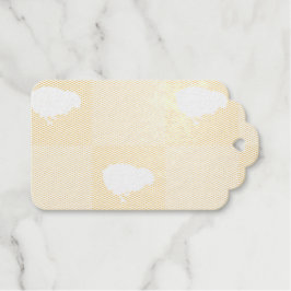 白い雛モチーフのイースターチェッカーボードパターン ギフトタグ