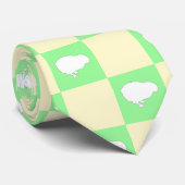白い雛モチーフのイースターチェッカーボードパターン ネクタイ (ロール)