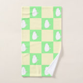 白い雛モチーフのイースターチェッカーボードパターン バスタオルセット (ハンドタオル)