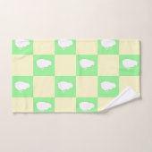 白い雛モチーフのイースターチェッカーボードパターン バスタオルセット (ハンドタオル)