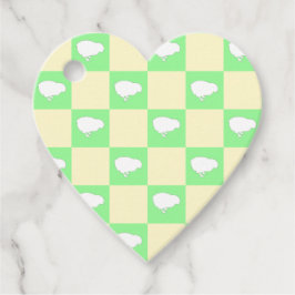 白い雛モチーフのイースターチェッカーボードパターン フェイバータグ