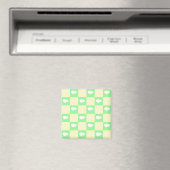 白い雛モチーフのイースターチェッカーボードパターン マグネット (インサイチュ (食洗機))