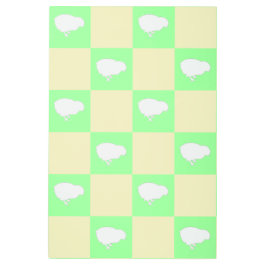 白い雛モチーフのイースターチェッカーボードパターン メタルプリント