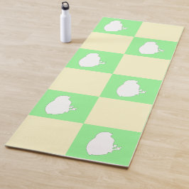 白い雛モチーフのイースターチェッカーボードパターン ヨガマット