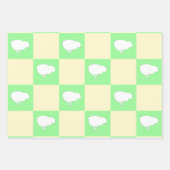 白い雛モチーフのイースターチェッカーボードパターン ラッピングペーパーシート (正面)