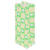 白い雛モチーフのイースターチェッカーボードパターン ワインギフトバッグ (裏面アングル)