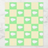 白い雛モチーフのイースターチェッカーボードパターン ワインラベル (シングルラベル)