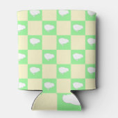 白い雛モチーフのイースターチェッカーボードパターン 缶クーラー (裏面)